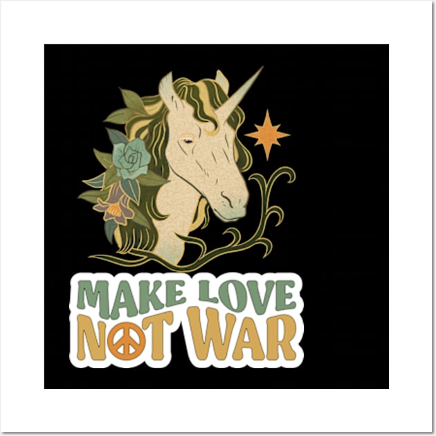 Make Love not War Unicorn Vintage Wall Art by Petko121212